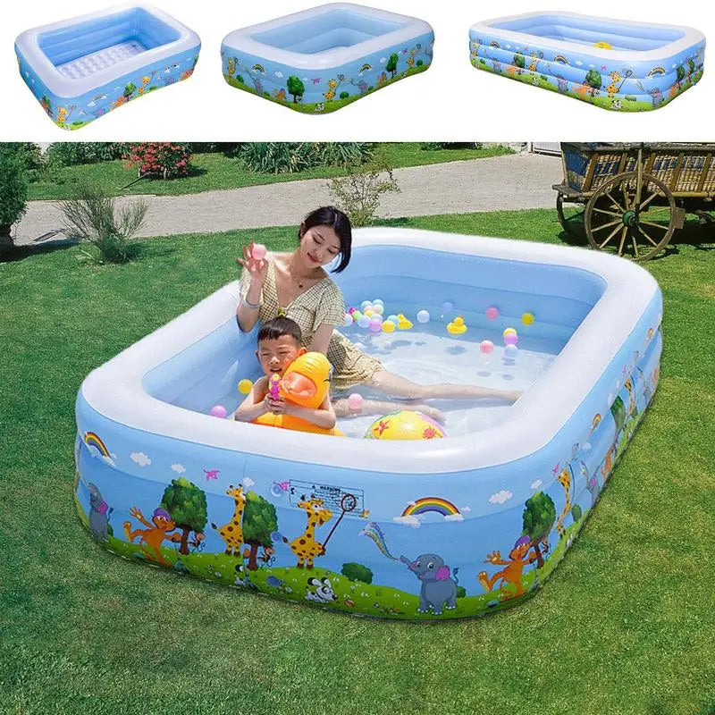 Heavy Duty Inflatable Pool with Reinforced Sides for Family Fun