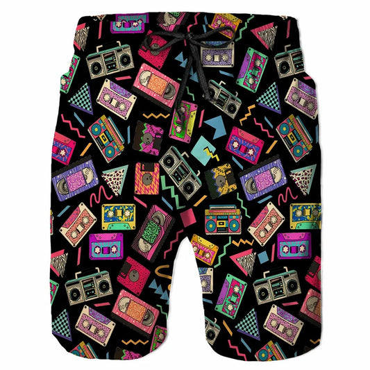 Colorful Graffiti Beach Shorts with 3D Print