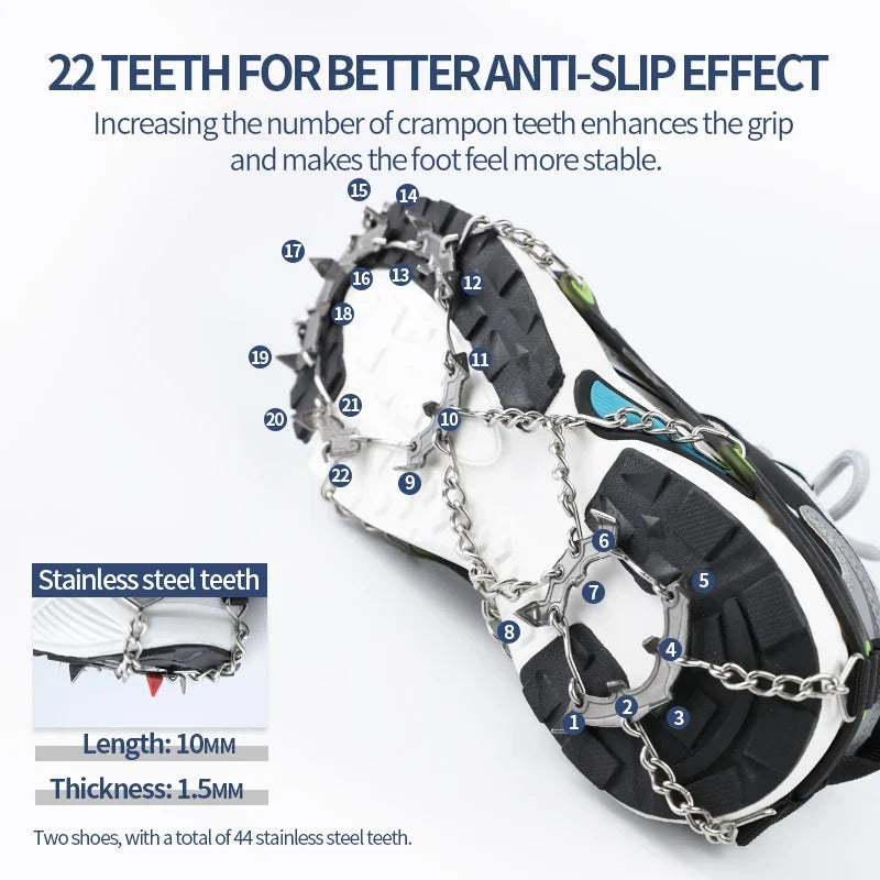 Anti-Slip Ice Grippers & Crampons for Hiking Shoe Cleats