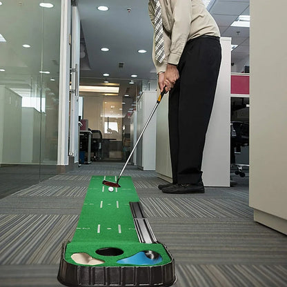 Indoor Golf Putting Mat Putter Trainer  Green Carpet Ball Return