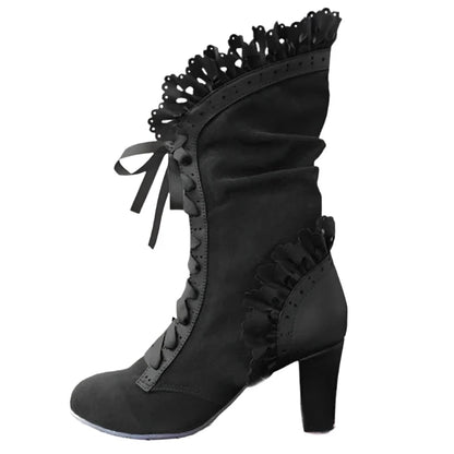 Women's Lace-Up High Heel Boots