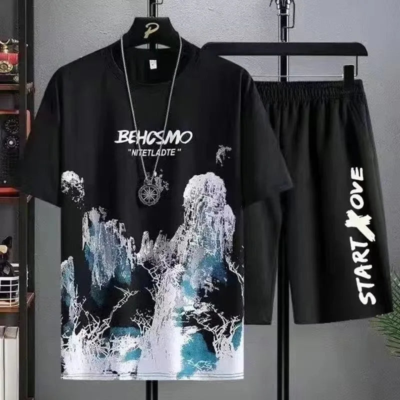 Summer Men's Manga Graffiti Tees Set