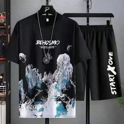 Summer Men's Manga Graffiti Tees Set