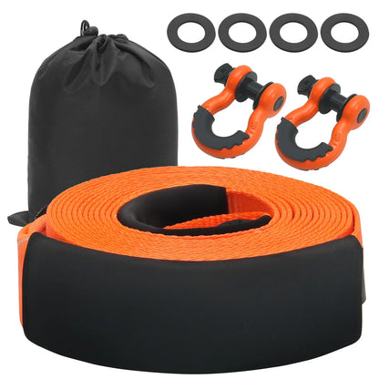 Heavy-Duty Polyester Tow Strap Recovery Kit High-Strength Winch Ropes