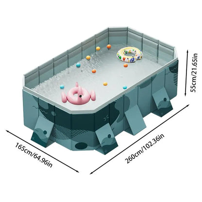 Spacious, Non-Inflatable PVC Pool: Easy Set-Up & Foldable for Family Fun