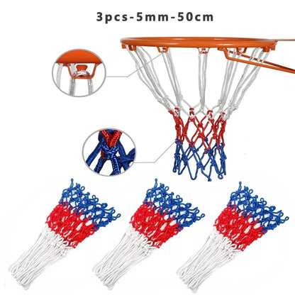Durable Tri-Color Basketball Net for Powerful Dunks