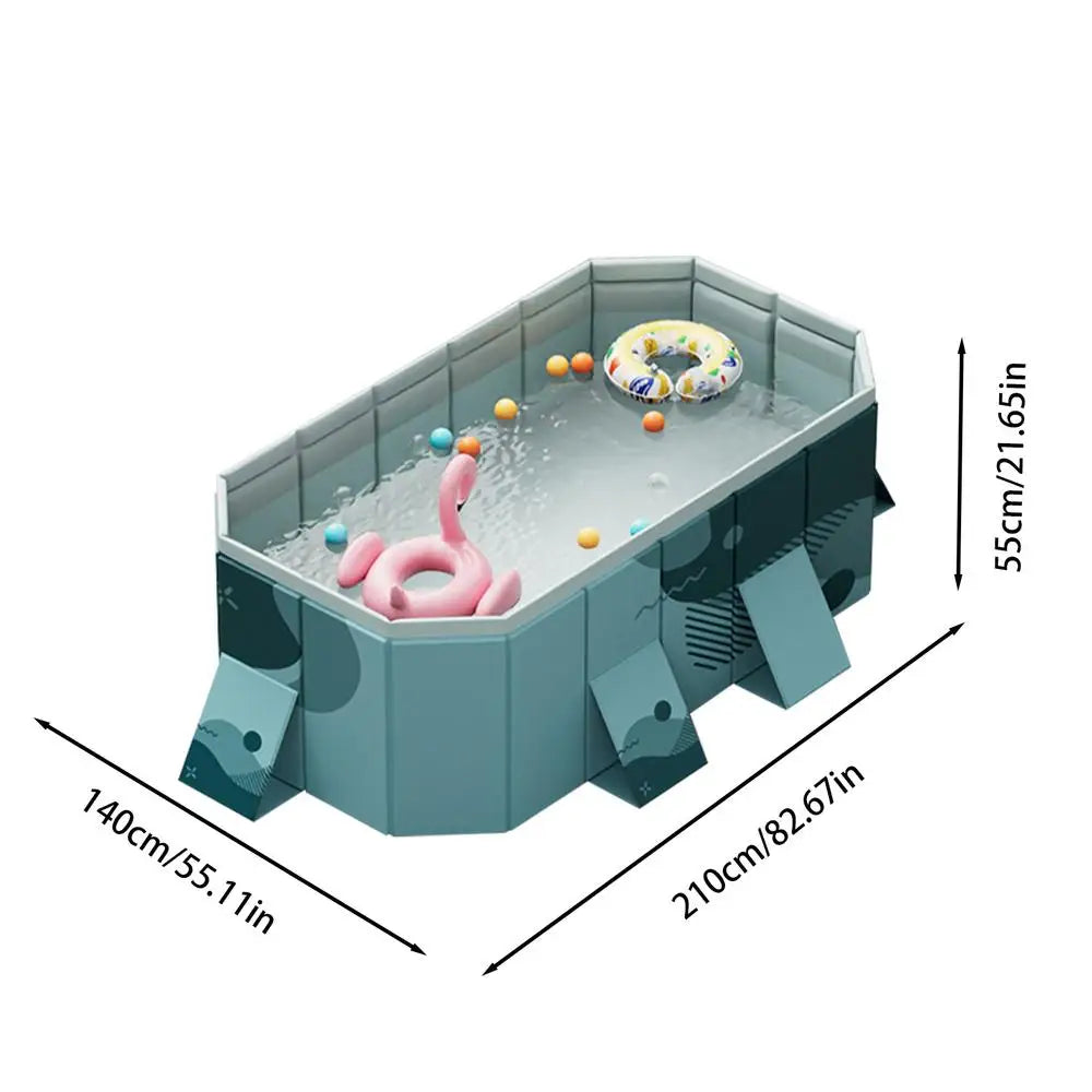 Spacious, Non-Inflatable PVC Pool: Easy Set-Up & Foldable for Family Fun