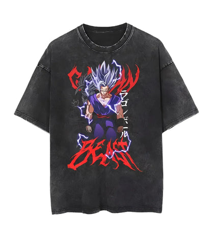 Men's DBZ Vegeta Vintage Wash Oversized Fitness T-Shirt
