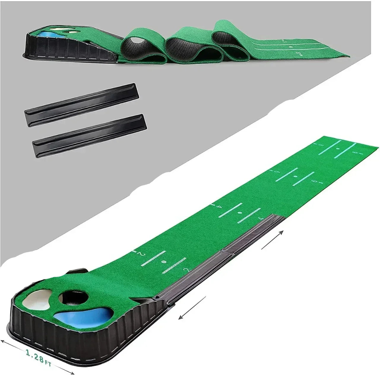 Indoor Golf Putting Mat Putter Trainer  Green Carpet Ball Return