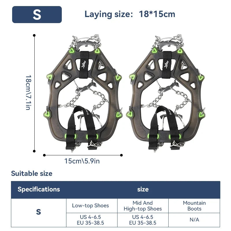 Anti-Slip Ice Grippers & Crampons for Hiking Shoe Cleats