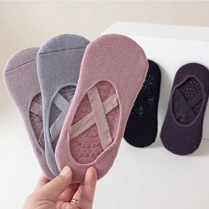 Yoga Socks Women Cotton Silicone Non slip Pilates Grip Towel  No Show Barre Sock