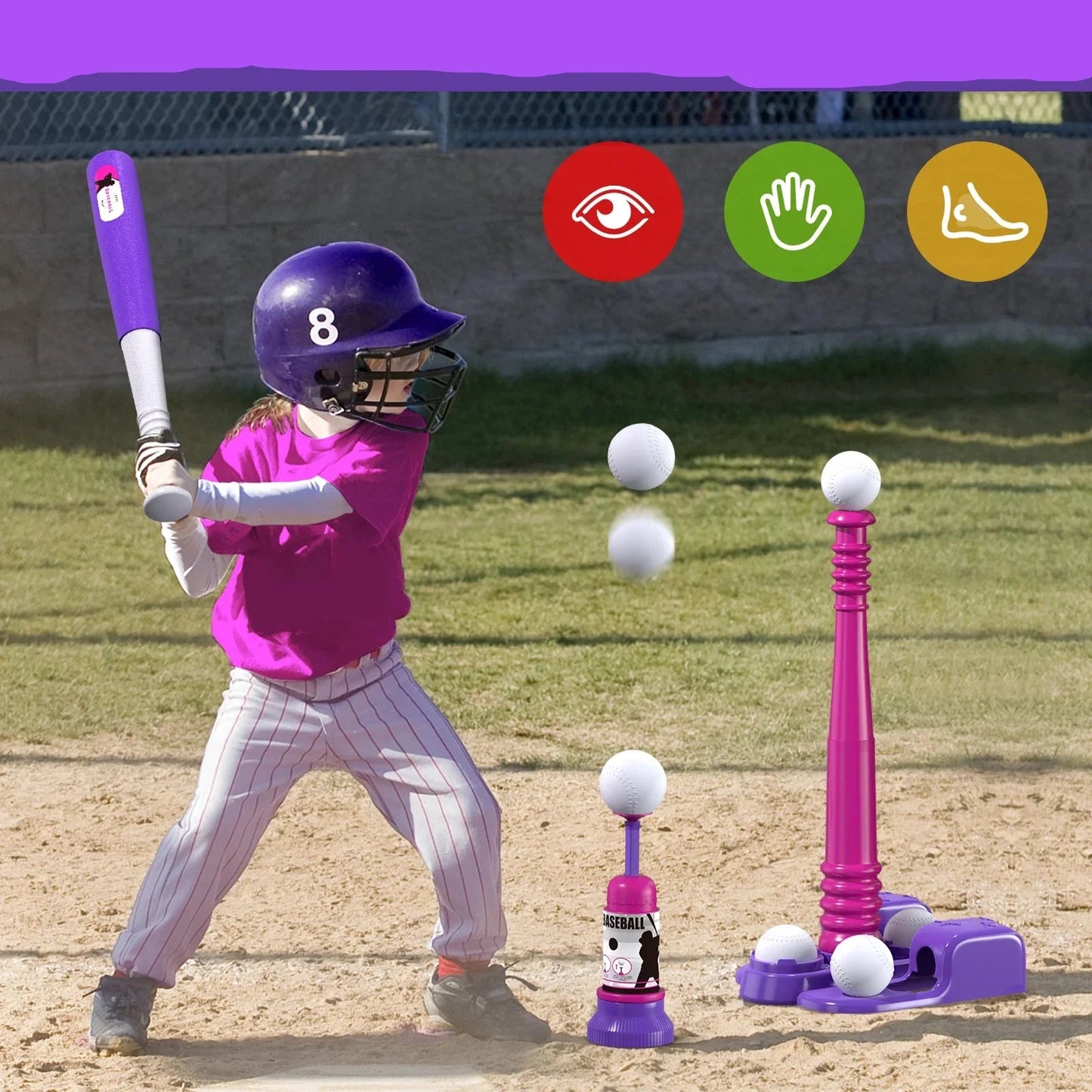 Adjustable Batting & Automatic Pitching Machine for Kids
