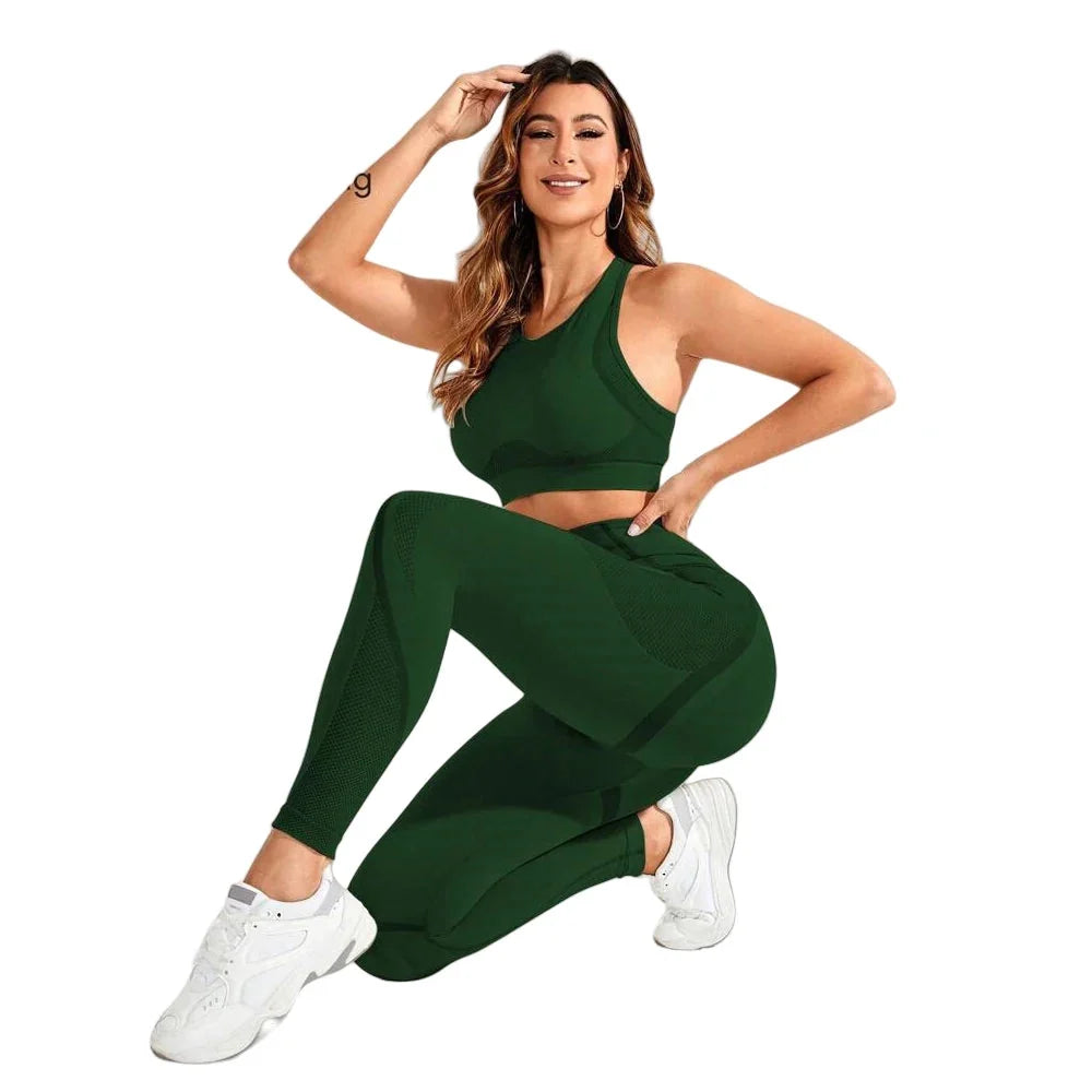 Seamless 2-Piece Yoga, High Waist Gym Leggings & Sports Bra set