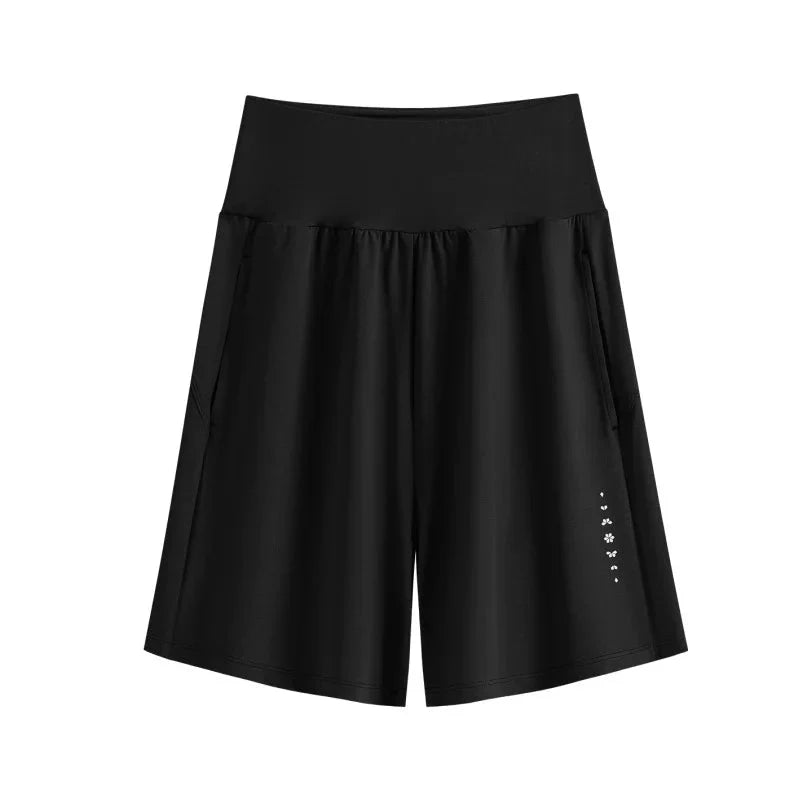 Women's High-Waist Quick-Dry Running Shorts with Pockets