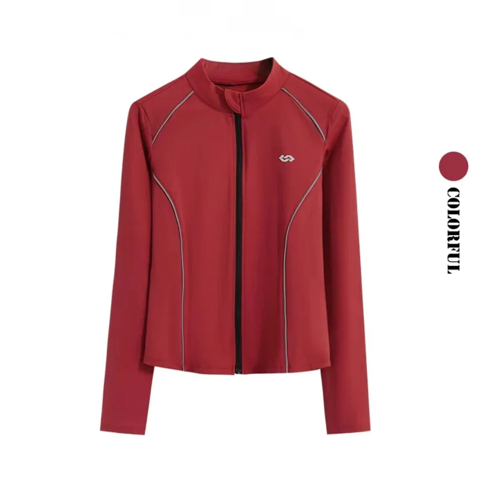 Women's 2-Piece Zipper Gym Set: High Waist Tracksuit & Jacket