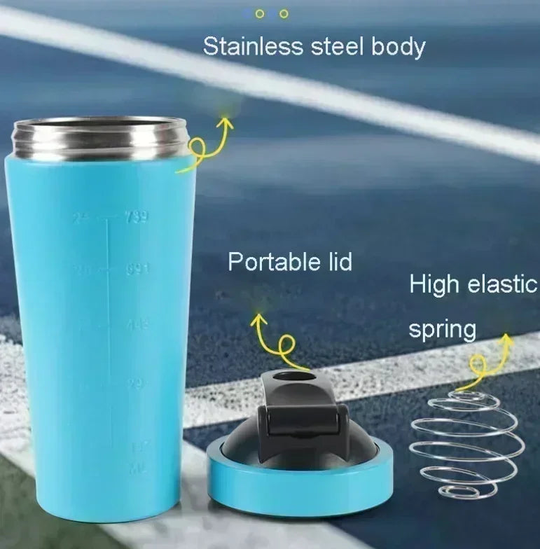 Stainless Steel Sports Shaker Bottle, Leakproof & Durable