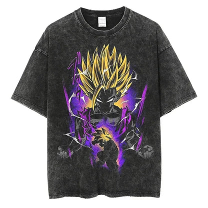 Men's DBZ Vegeta Vintage Wash Oversized Fitness T-Shirt