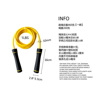Heavy 460g Weighted Jump Rope - 10mm PVC HIIT Fitness Rope
