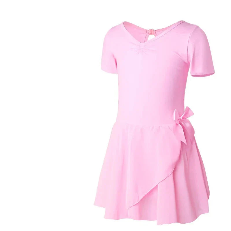 Ballet Leotard for Girls, Cotton Dancewear with Chiffon Skirt