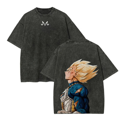 Men's DBZ Vegeta Vintage Wash Oversized Fitness T-Shirt
