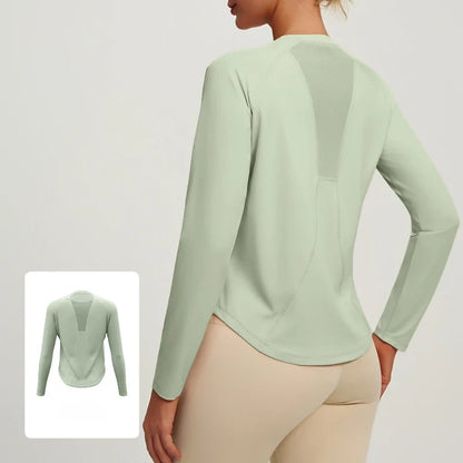 Mesh Yoga Long Sleeve Breathable Summer Sports Tee