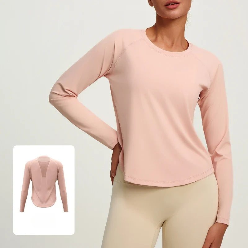 Mesh Yoga Long Sleeve Breathable Summer Sports Tee
