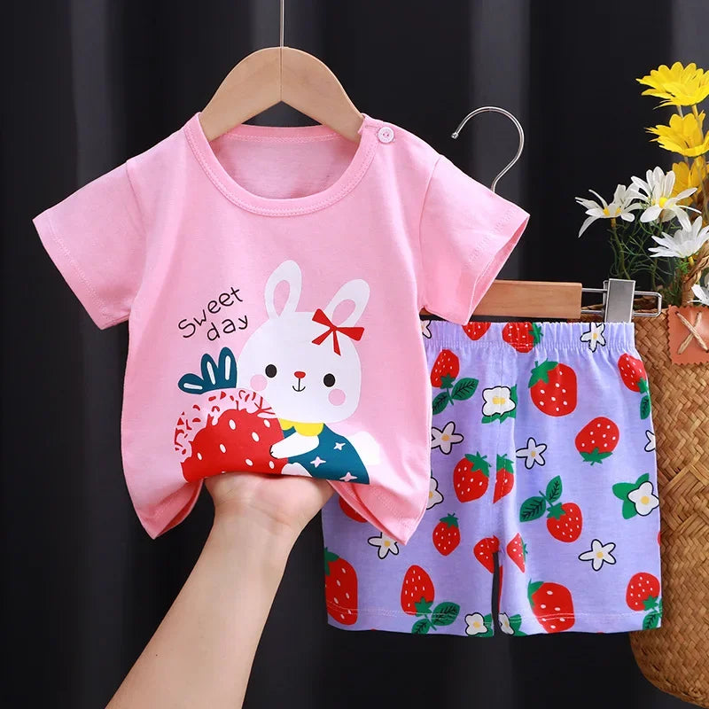 Kids 2-Piece Cotton Summer Set: Short Sleeve Tee & Shorts