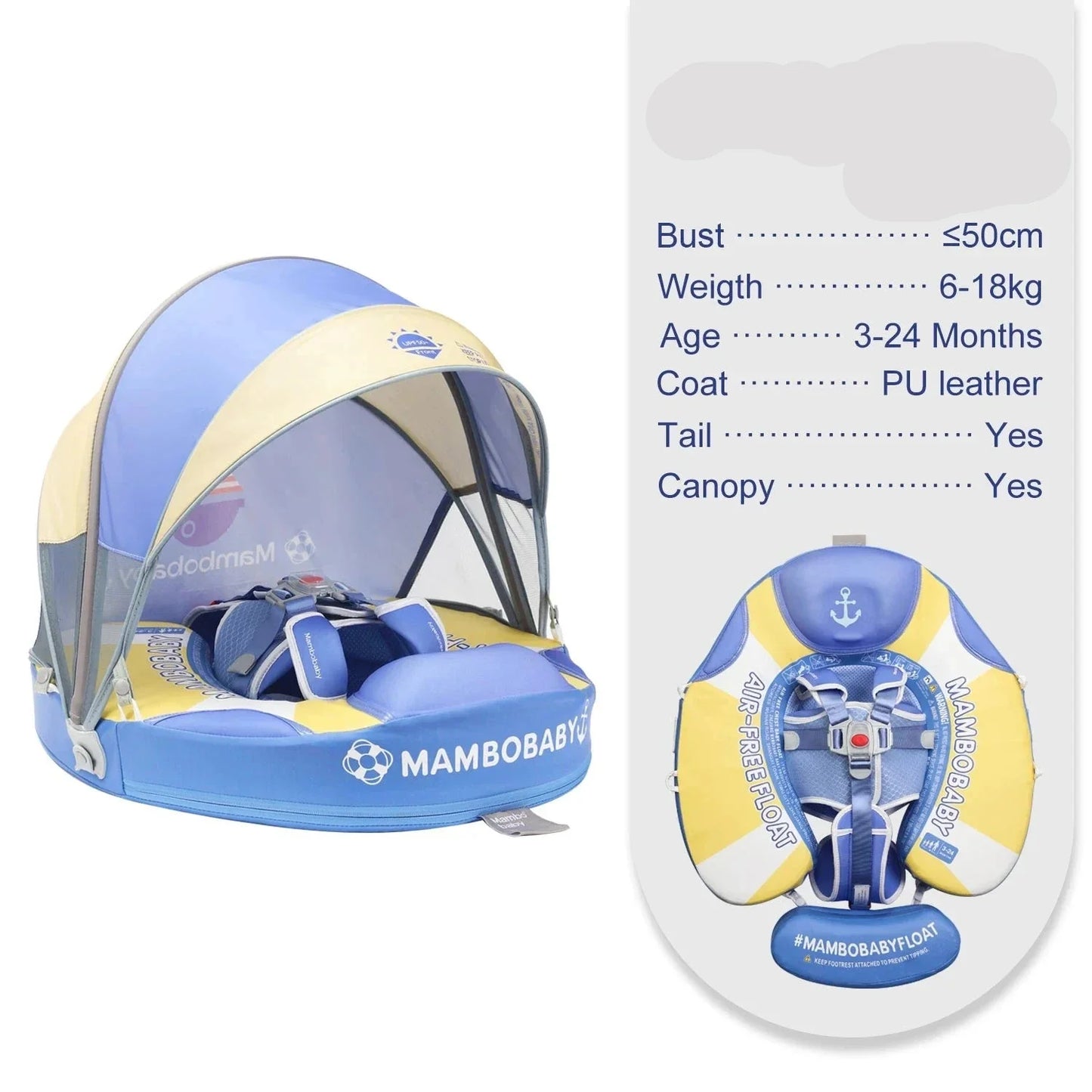 Float 2 Canopy & Chest Support for Safe & Fun Baby Swimming