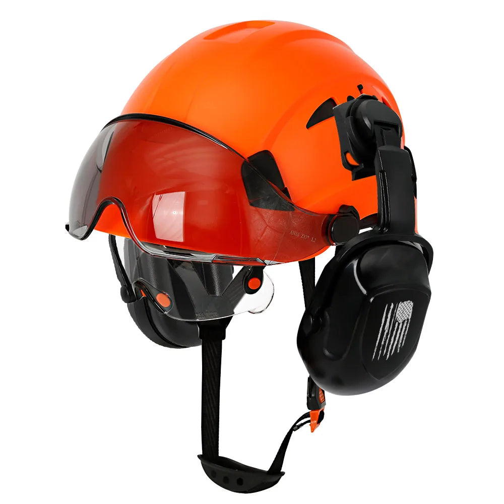 Construction Safety Helmet: Integrated Visor & Earmuffs