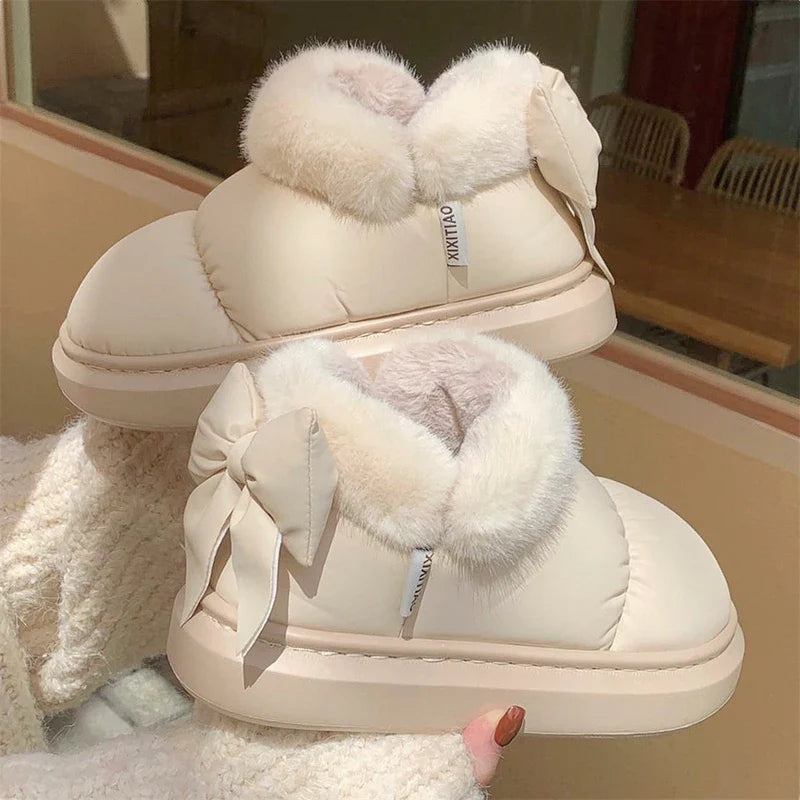 Women's Snow Boots  Bow Knot  Plush Lined