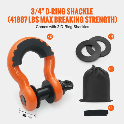 Heavy-Duty Polyester Tow Strap Recovery Kit High-Strength Winch Ropes