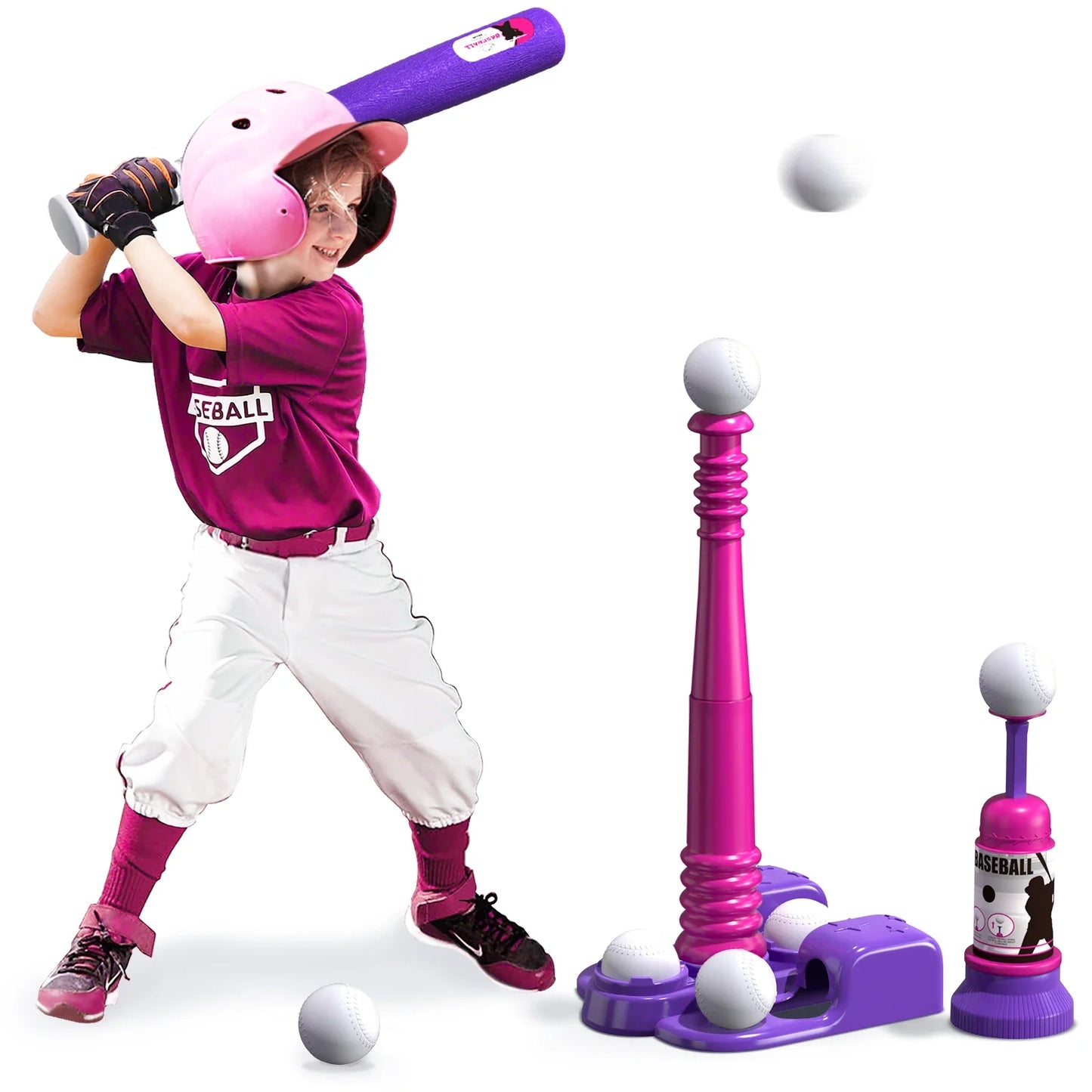 Adjustable Batting & Automatic Pitching Machine for Kids