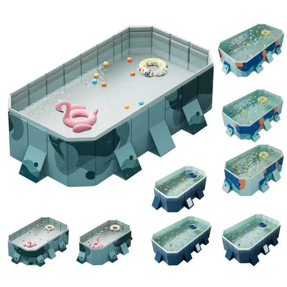 Spacious, Non-Inflatable PVC Pool: Easy Set-Up & Foldable for Family Fun