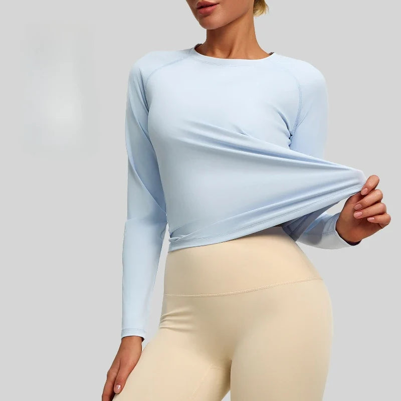 Mesh Yoga Long Sleeve Breathable Summer Sports Tee