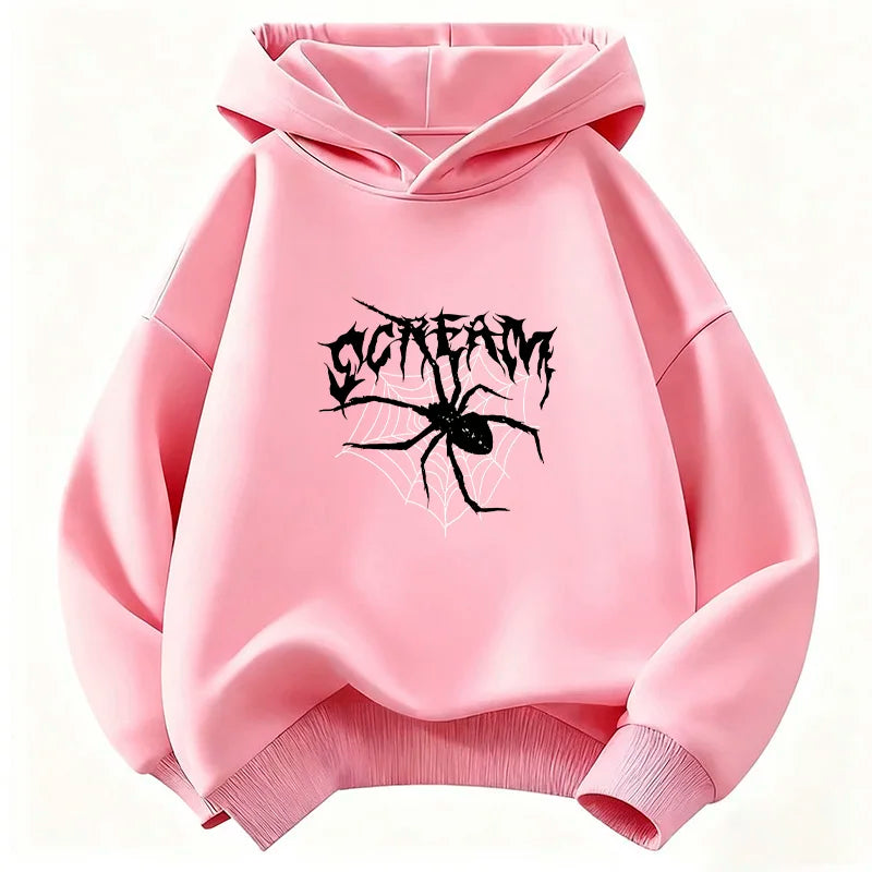 Vintage Spider Hip-Hop Hoodie for Kids