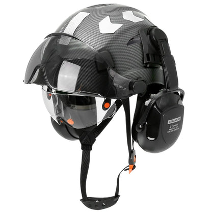Construction Safety Helmet: Integrated Visor & Earmuffs