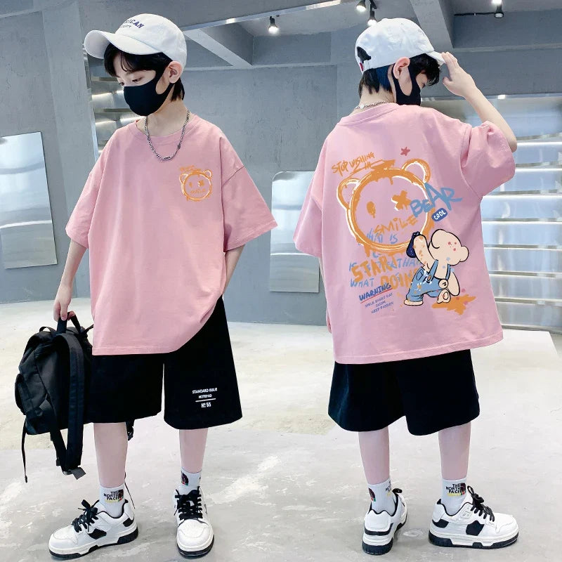Kids' Graffiti Teddy Bear Streetwear T-Shirt