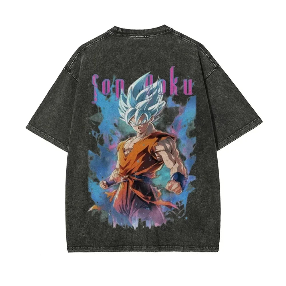 Men's DBZ Vegeta Vintage Wash Oversized Fitness T-Shirt