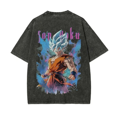 Men's DBZ Vegeta Vintage Wash Oversized Fitness T-Shirt