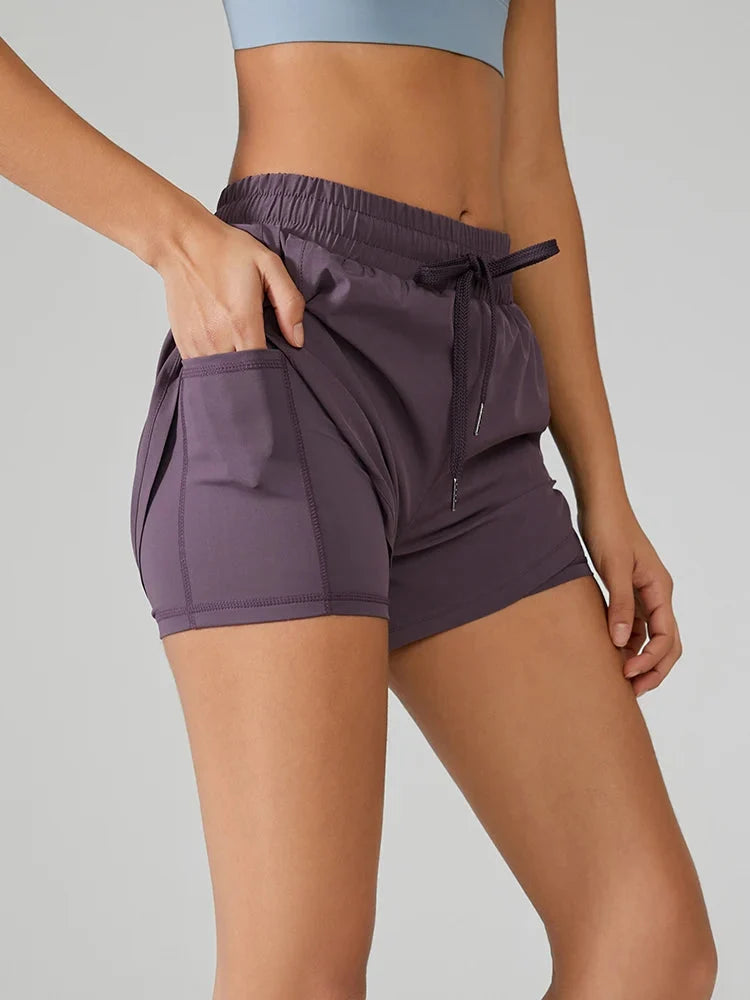 Women's 2-in-1 Running Shorts with Pockets Breathable Yoga