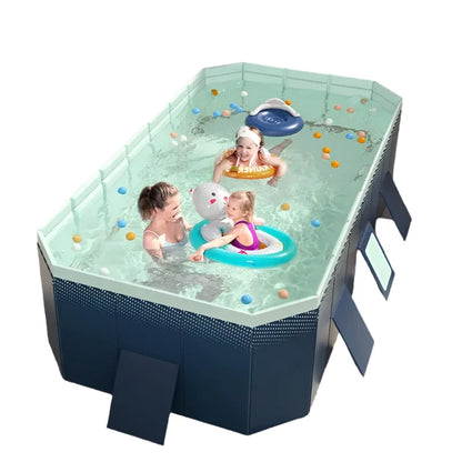 Spacious, Non-Inflatable PVC Pool: Easy Set-Up & Foldable for Family Fun
