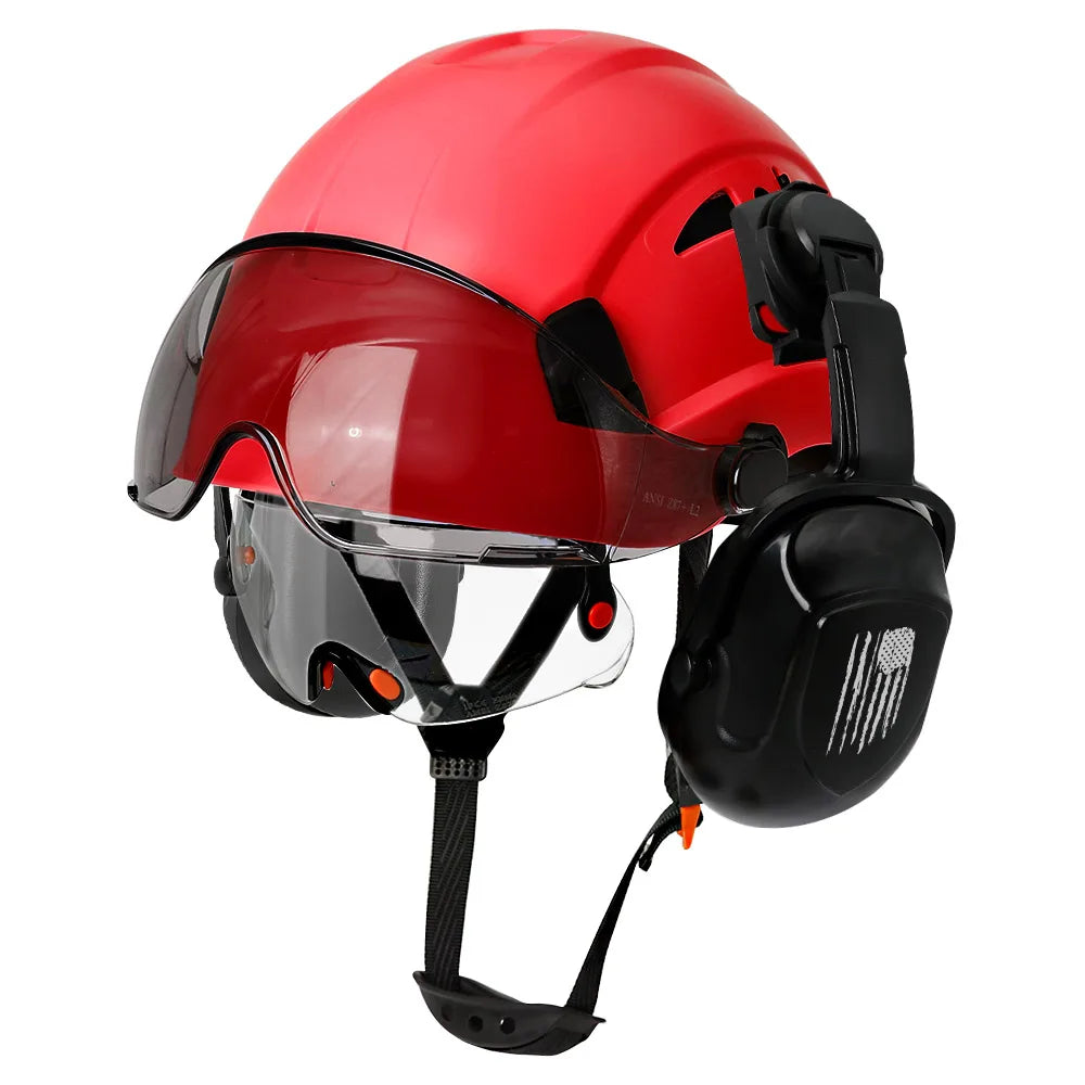 Construction Safety Helmet: Integrated Visor & Earmuffs