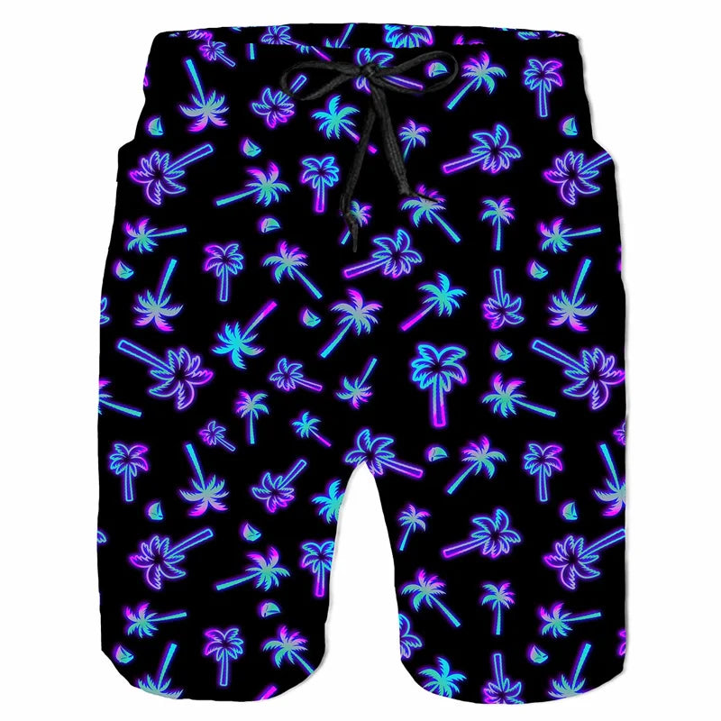 Colorful Graffiti Beach Shorts with 3D Print