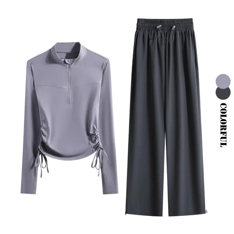 Women’s 2-Piece Yoga Set: Drawstring Top & Sweatpants