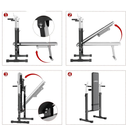 Adjustable Weight Bench with Squat Rack and Dip Station