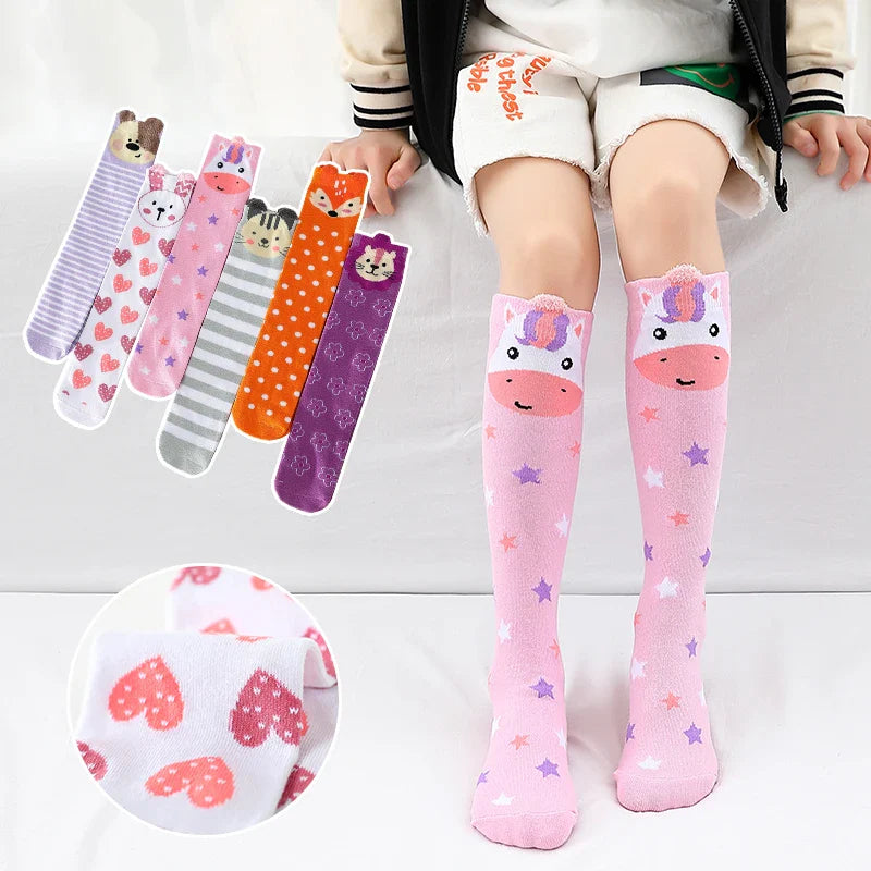 Colorful Embroidered Knee High Socks for Girls