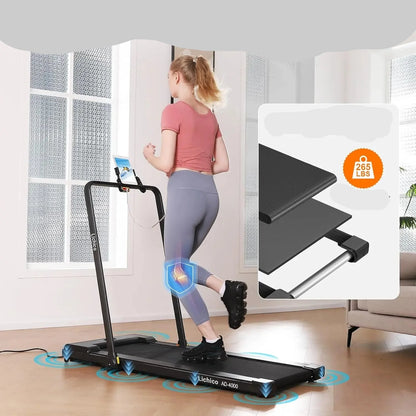 2-in-1 Folding Treadmill with Pad Compact and Convenient Workout