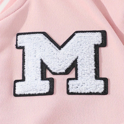 Autumn Winter Girls Letter Embroidery Baseball Uniform Set