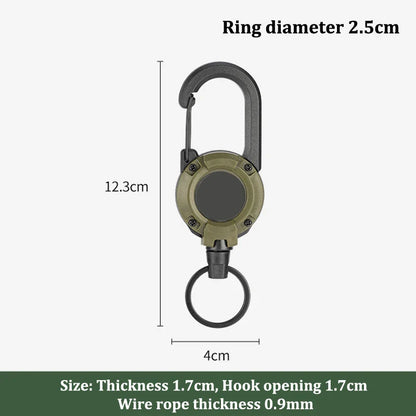 Outdoor Retractable Key Chain with Wire Rope Reel