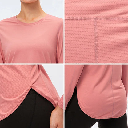 Women's Quick-Dry Long Sleeve Yoga Top with UV Sun Protection